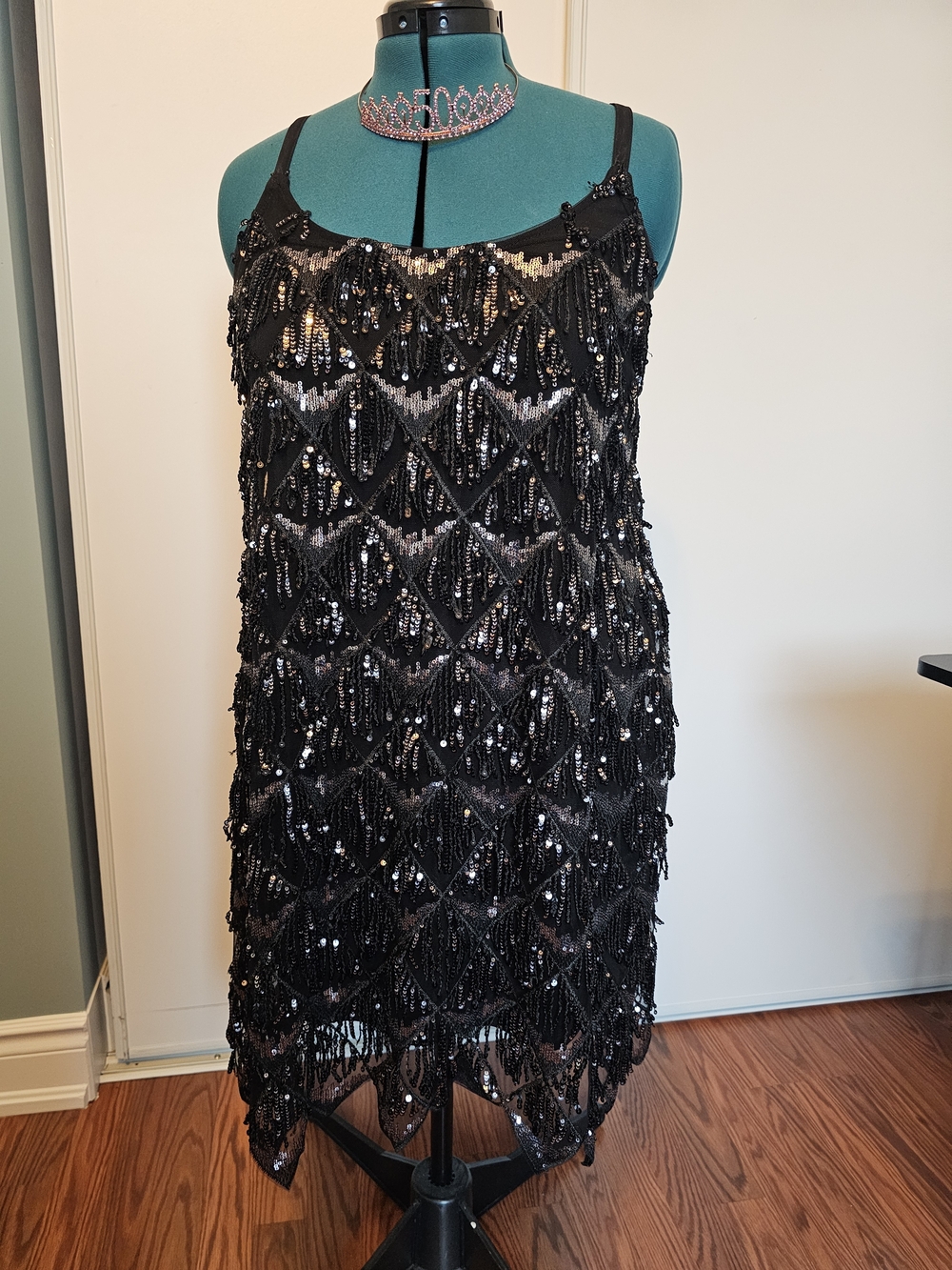 Torrid Black Sequin Mini Flapper Dress. Sz 0